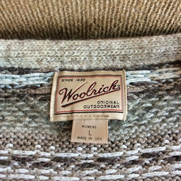 Woolrich Fair Isle Cardigan Zip Sweater Women's Size L Small Stain - Picture 5 of 6